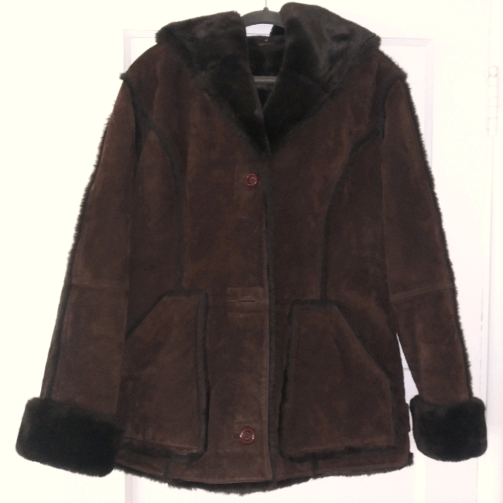 Fleet Street brown 100% real leather coat